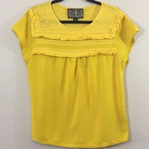 James Coviello Anthropology Yellow Cute lace Top-S